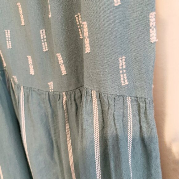 Wonderly Gauze Maxi Dress Womens Medium Green Embroidery Detail Tiered Boho - Picture 8 of 9